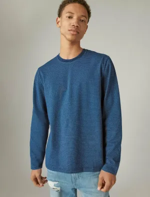 Lucky Brand Langarm Indigo Streifen Rundhals T-Shirt # 419 Indigo Lucky Brand
