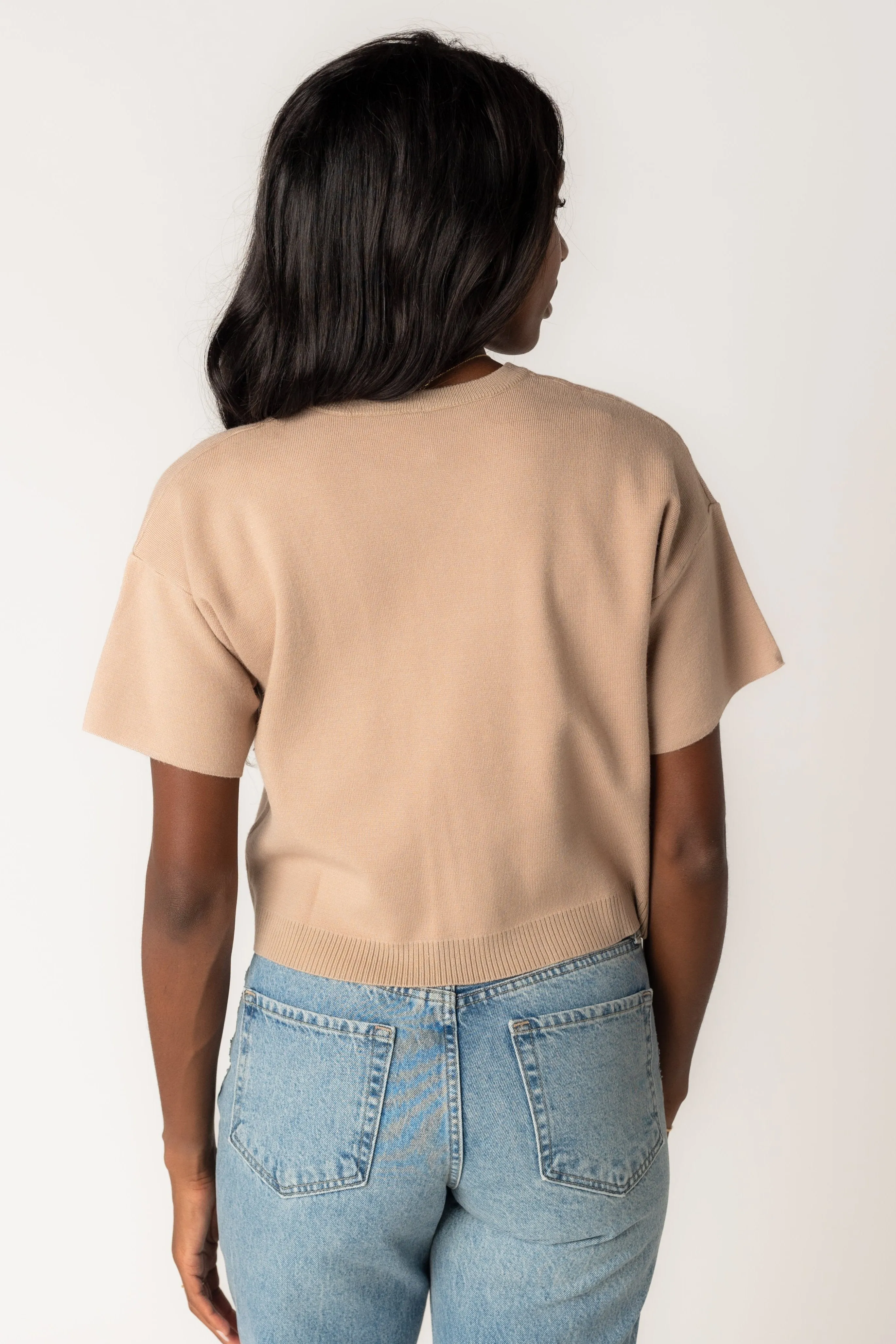 Macy Relaxed Crop-Pullover - Taupe