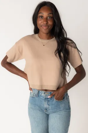 Macy Relaxed Crop-Pullover - Taupe