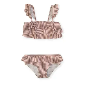 MINI A TURE Guilia Gedruckter UV50 Bikini Eichelbraun Gestreift Babykids_Mini-A-Ture