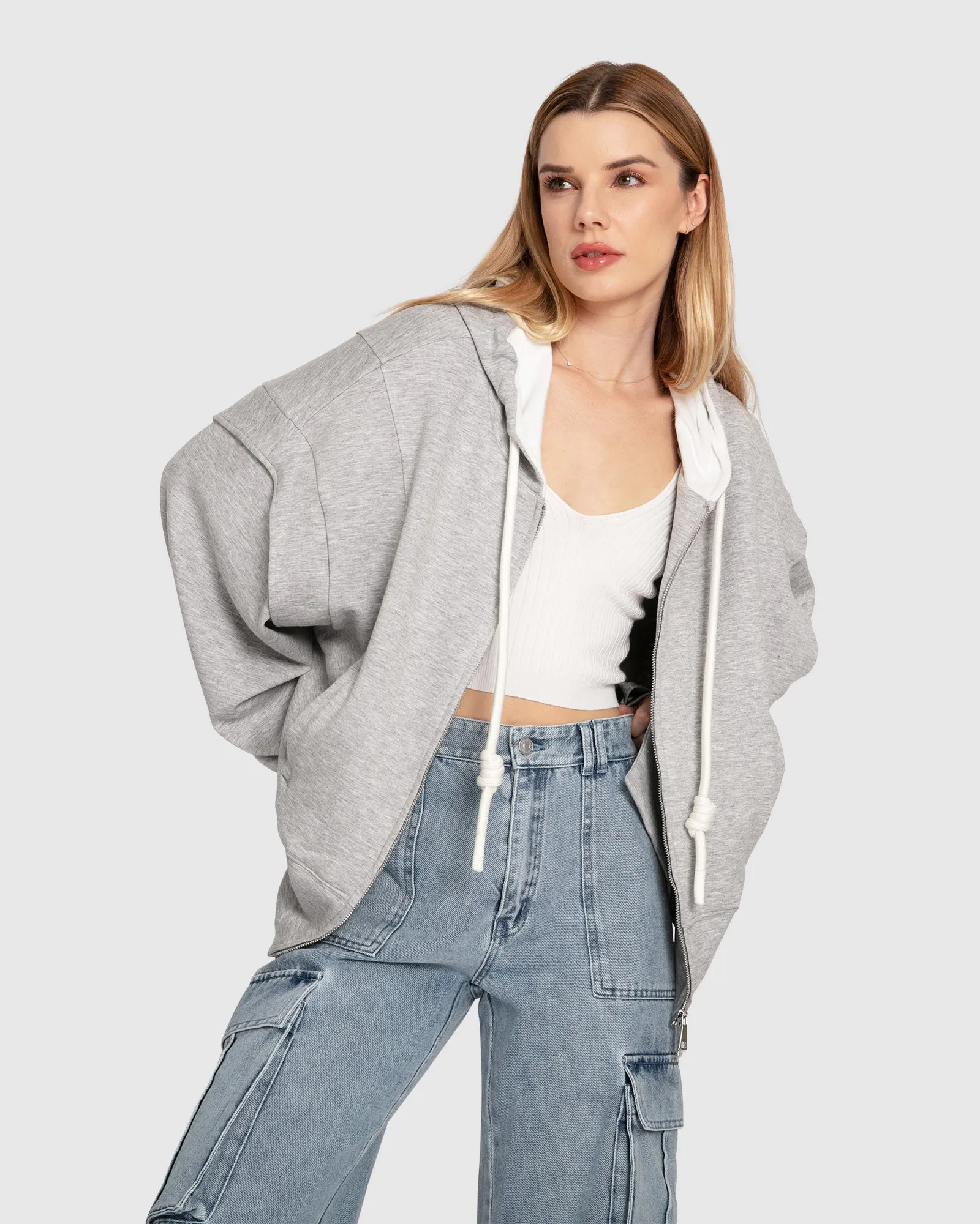 No Ordinary Love Zip Hoodie - Grau Meliert