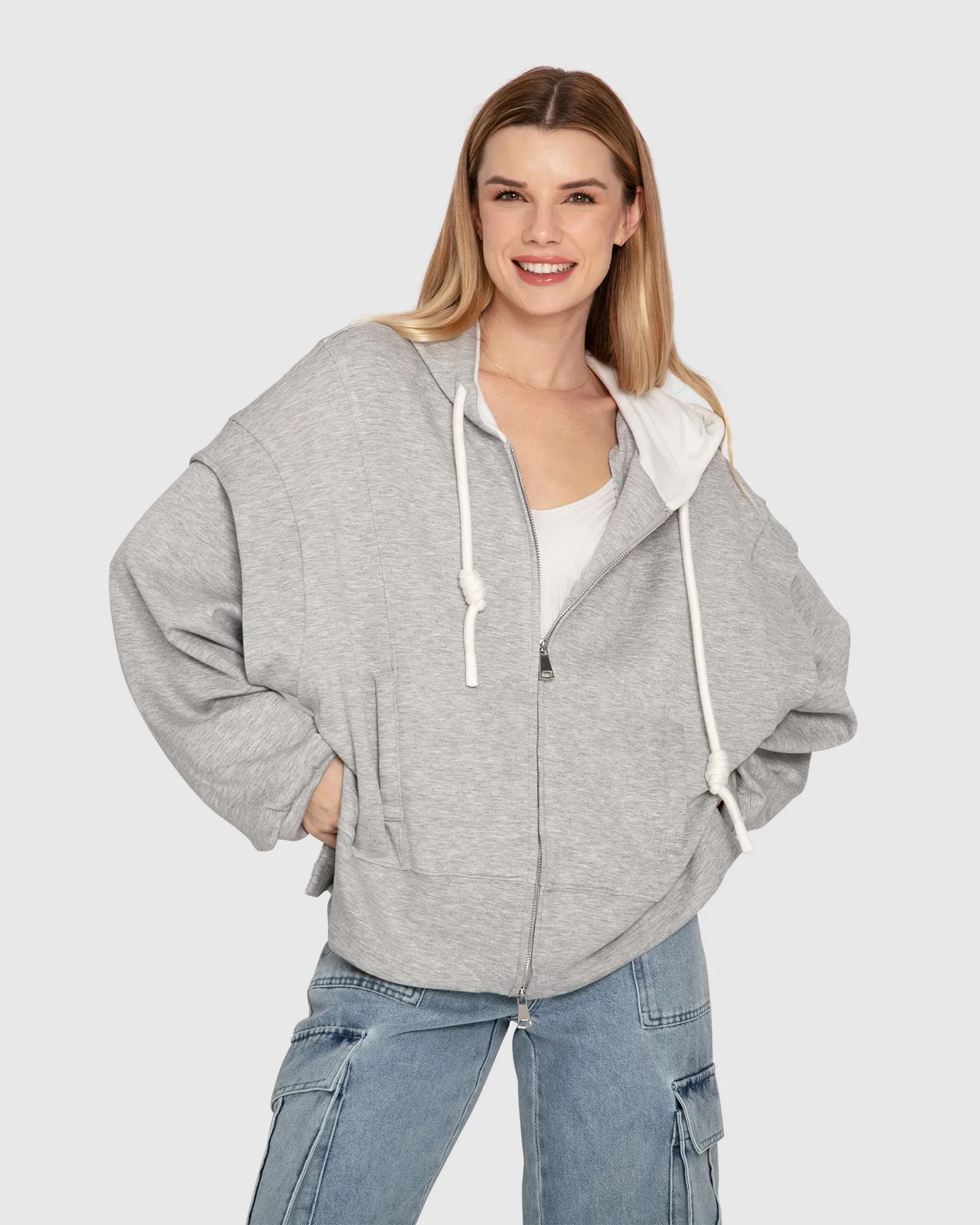 No Ordinary Love Zip Hoodie - Grau Meliert