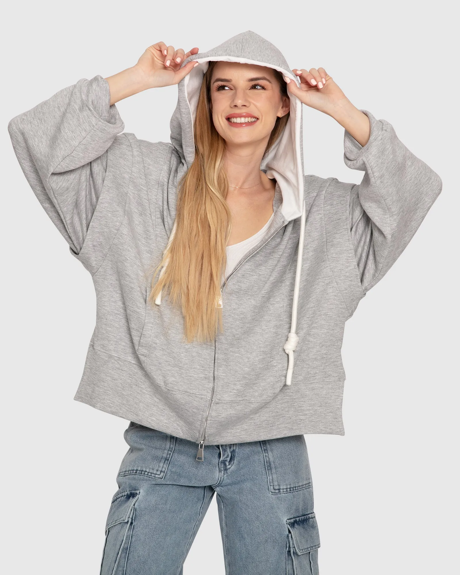 No Ordinary Love Zip Hoodie - Grau Meliert