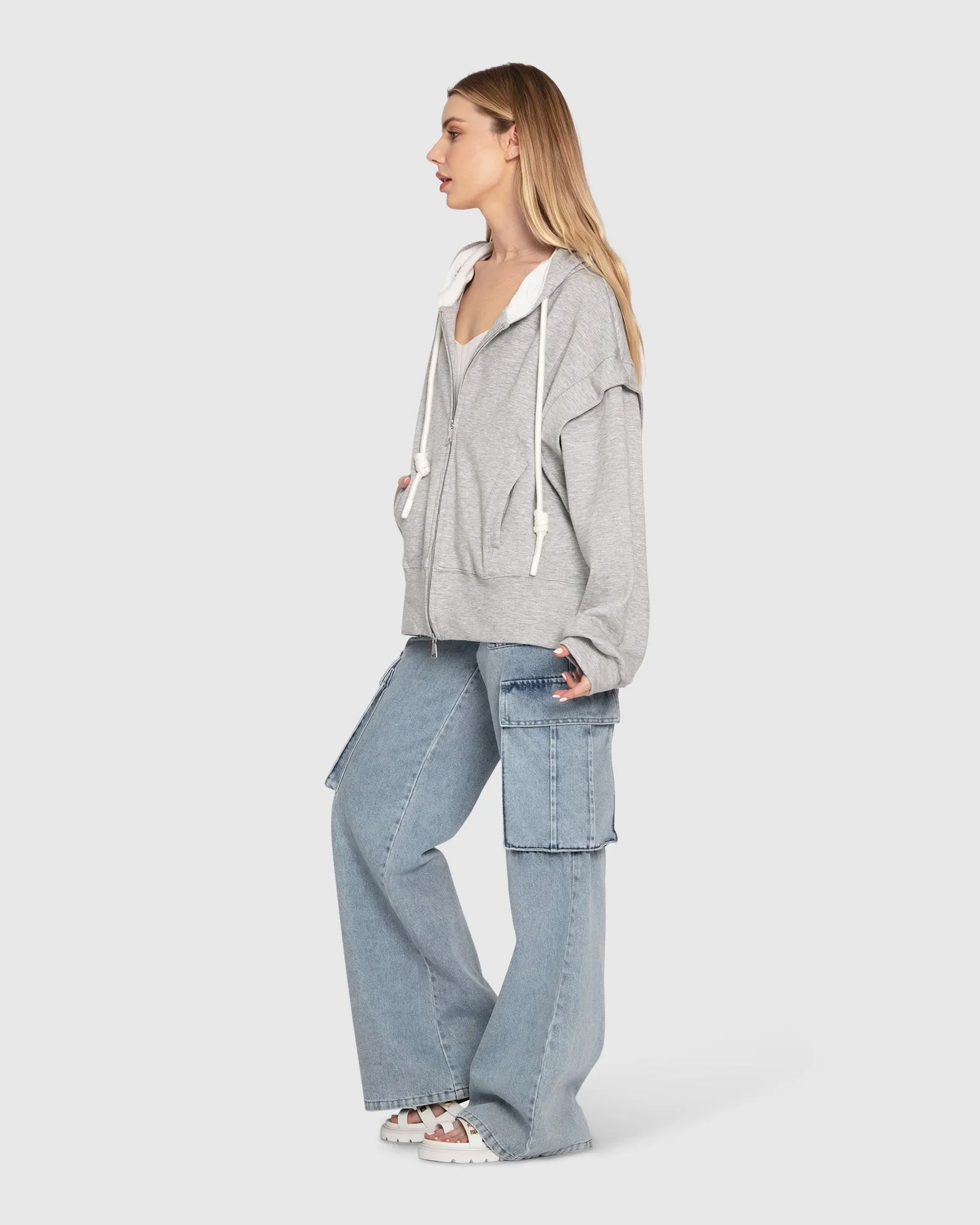 No Ordinary Love Zip Hoodie - Grau Meliert