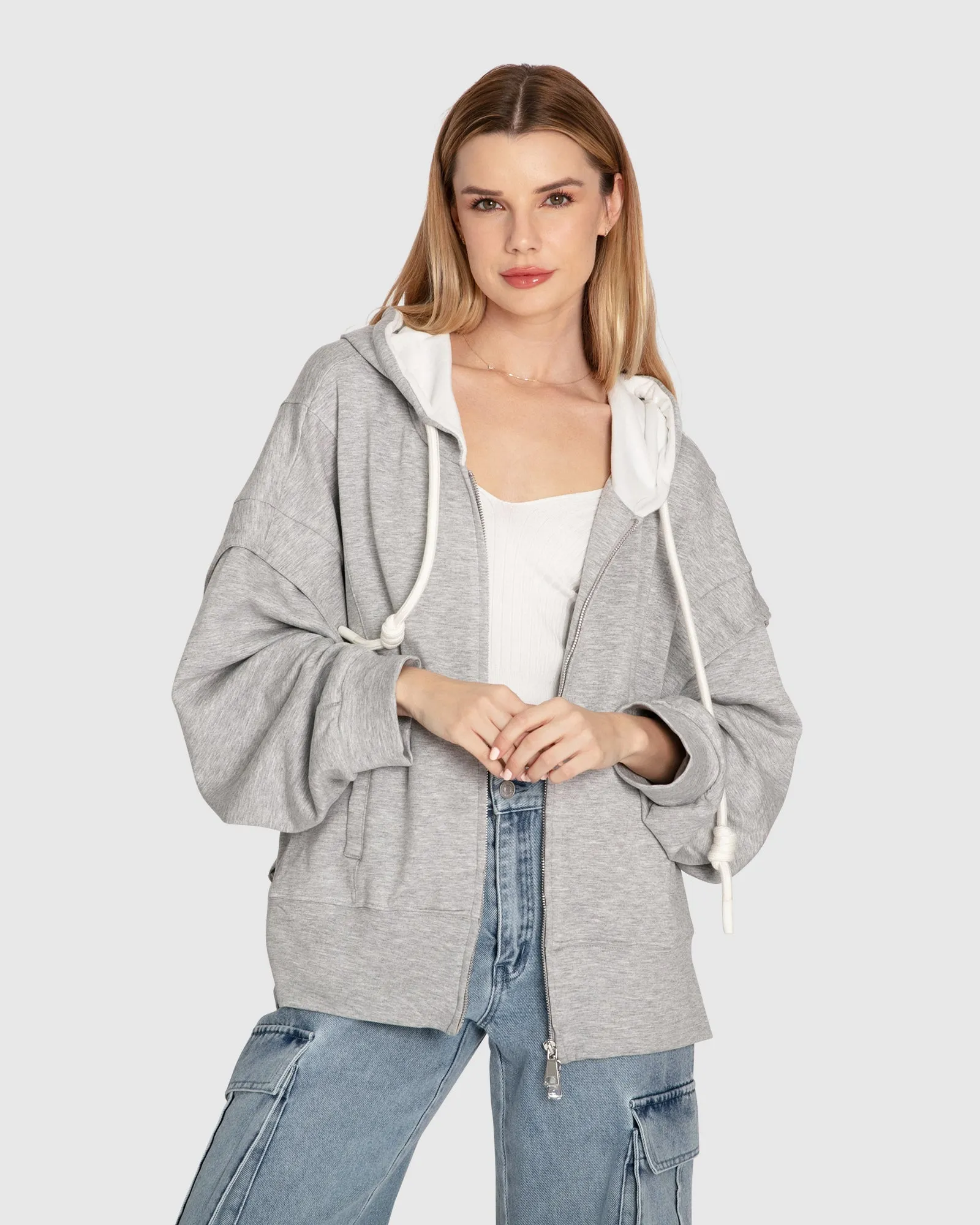 No Ordinary Love Zip Hoodie - Grau Meliert