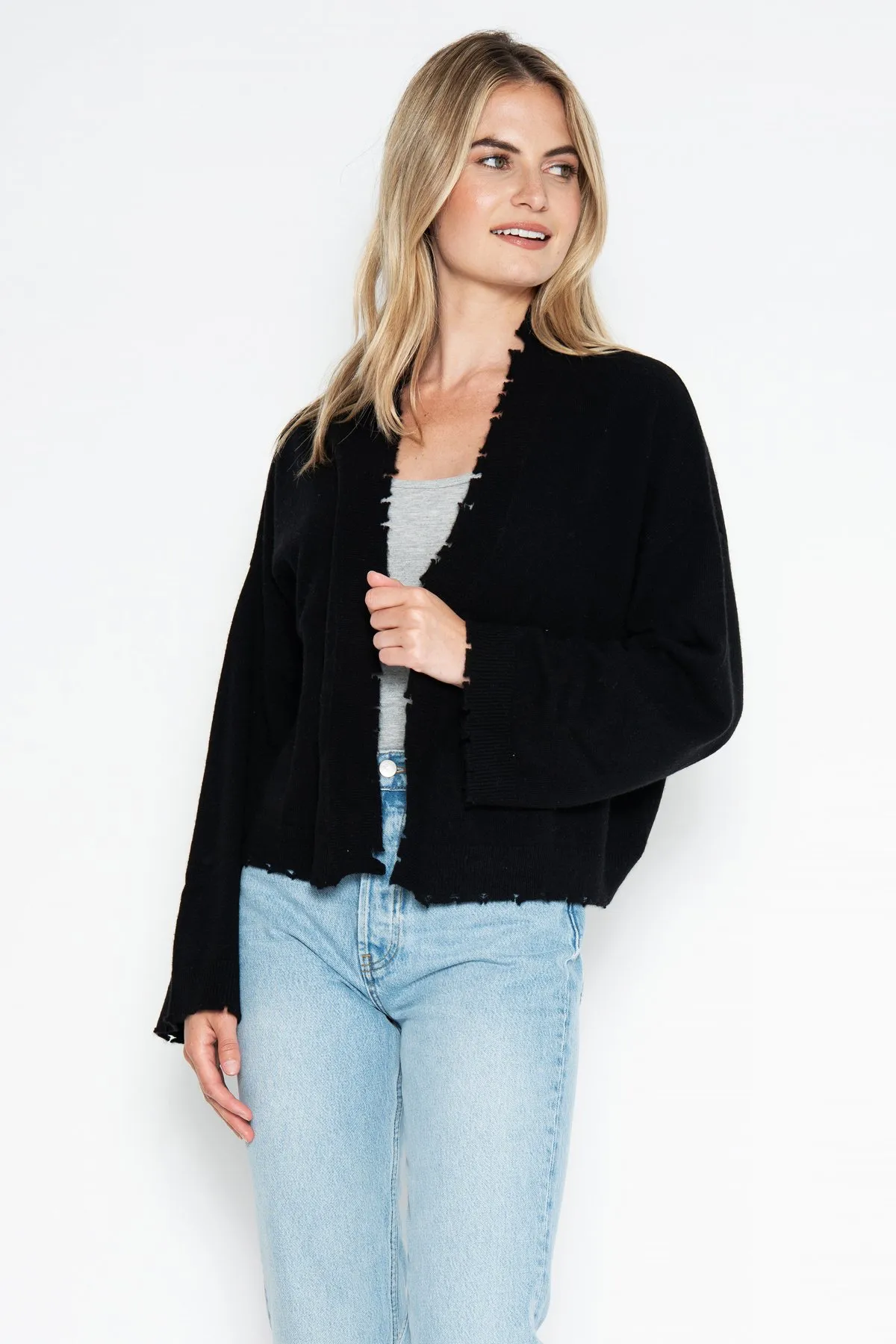 Ein grauer Tag | Porter Kaschmir offener Cardigan