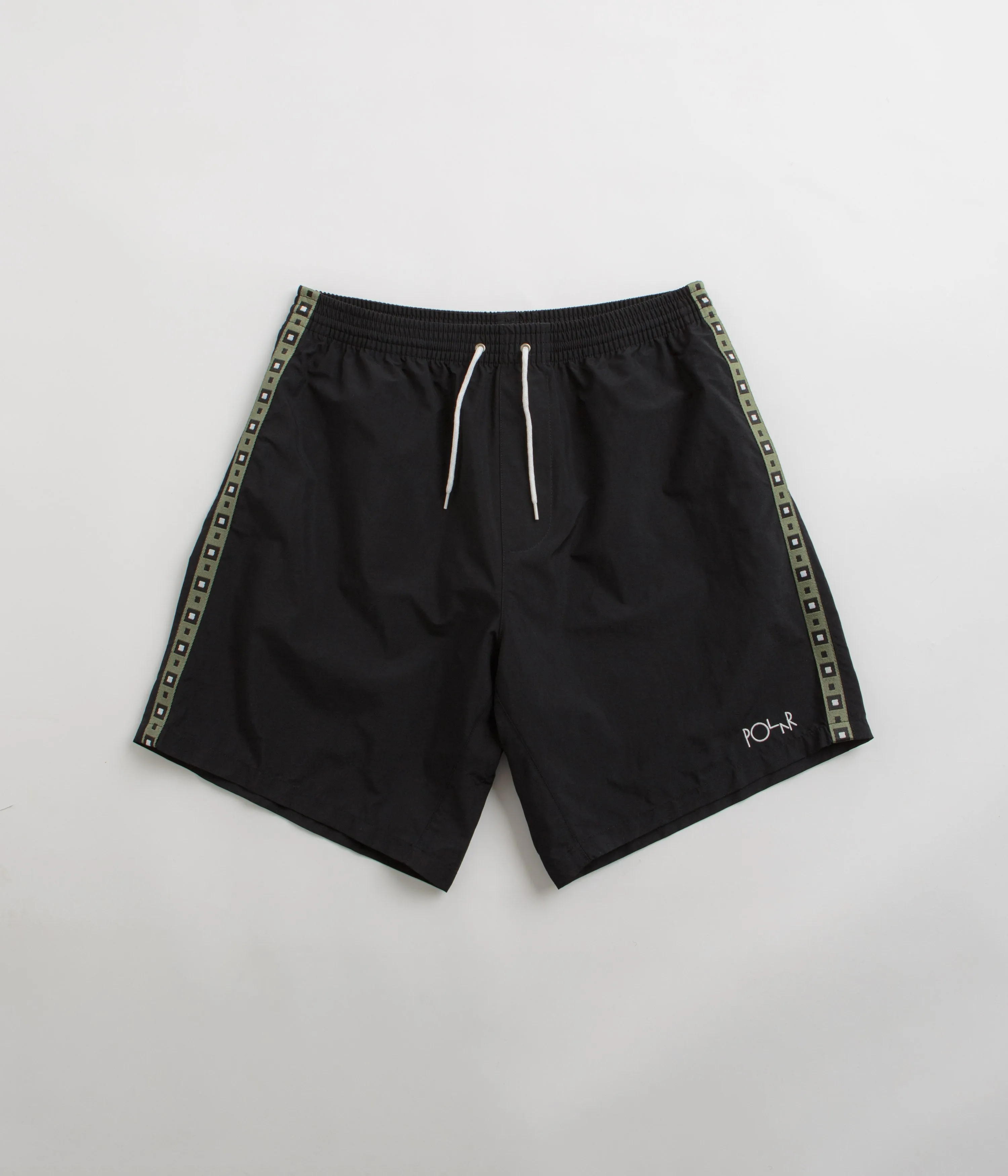 Polar Square Streifen Badeshorts - Schwarz / Jadegrün Polar Kleidung