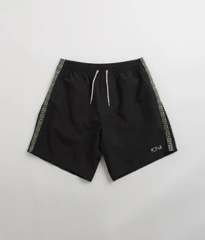 Polar Square Streifen Badeshorts - Schwarz / Jadegrün Polar Kleidung