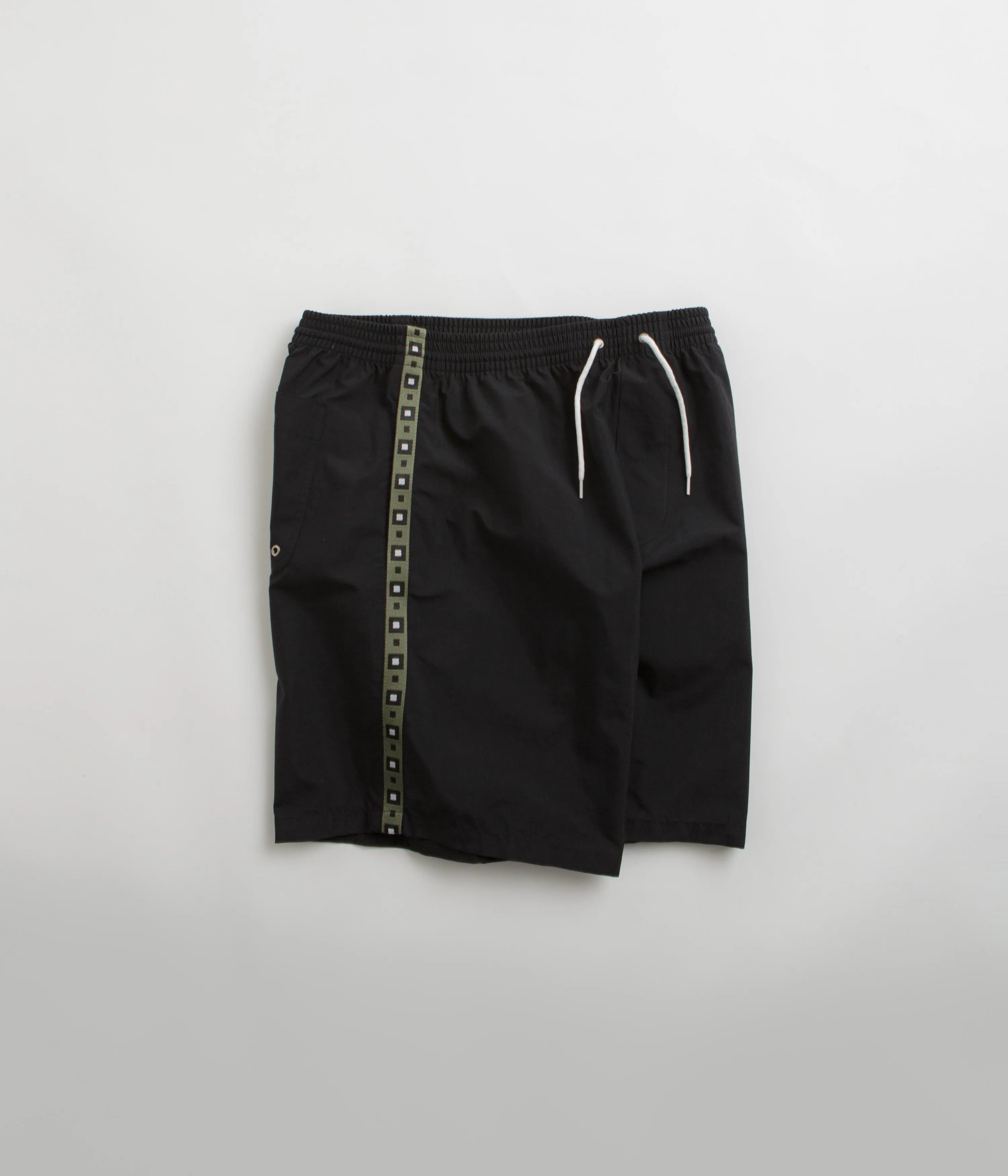 Polar Square Streifen Badeshorts - Schwarz / Jadegrün Polar Kleidung