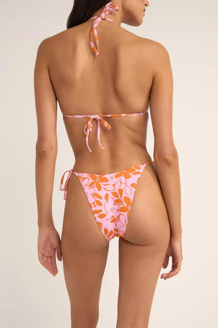 RHYTHM Bora Bora Blumenmuster Seitenschlitz High-Cut Hose - Rosa