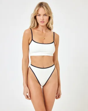 Geripptes Adalyn-Bikini-Oberteil - Creme Schwarz