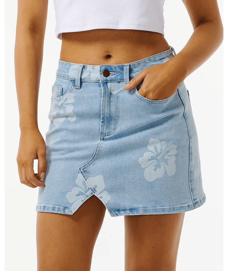 Rip Curl Hibiscus Heat Overdyed Denim Rock-Hellblau