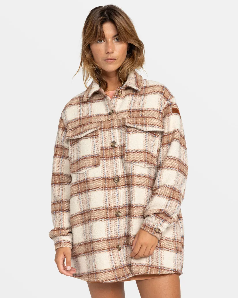 Roxy Check The Swell IIII Langarm-Shirt - Pergament Paradies Karo