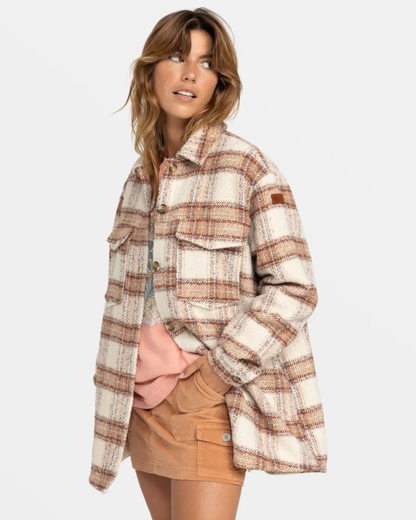 Roxy Check The Swell IIII Langarm-Shirt - Pergament Paradies Karo