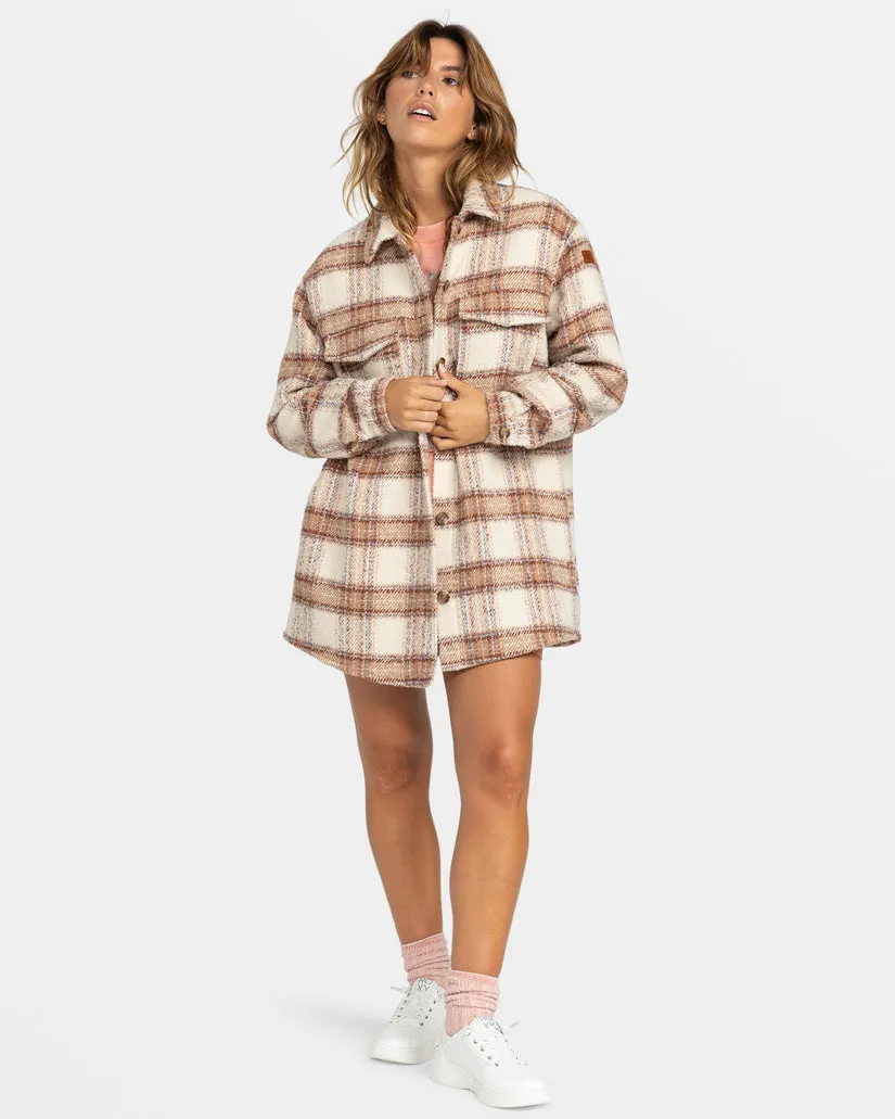 Roxy Check The Swell IIII Langarm-Shirt - Pergament Paradies Karo