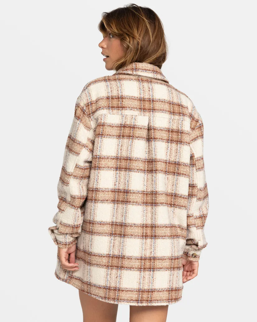 Roxy Check The Swell IIII Langarm-Shirt - Pergament Paradies Karo
