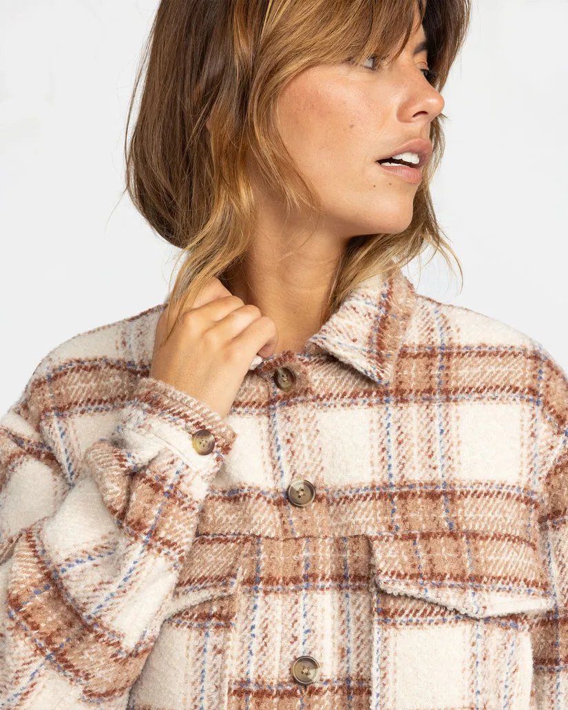 Roxy Check The Swell IIII Langarm-Shirt - Pergament Paradies Karo