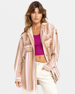 Roxy Sunlight Rider Langarm-Shirt - Kamel Coastal Streifen