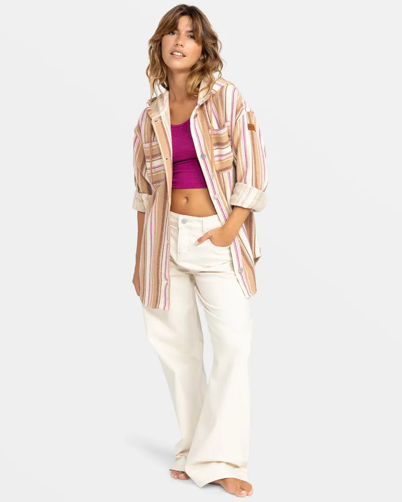 Roxy Sunlight Rider Langarm-Shirt - Kamel Coastal Streifen