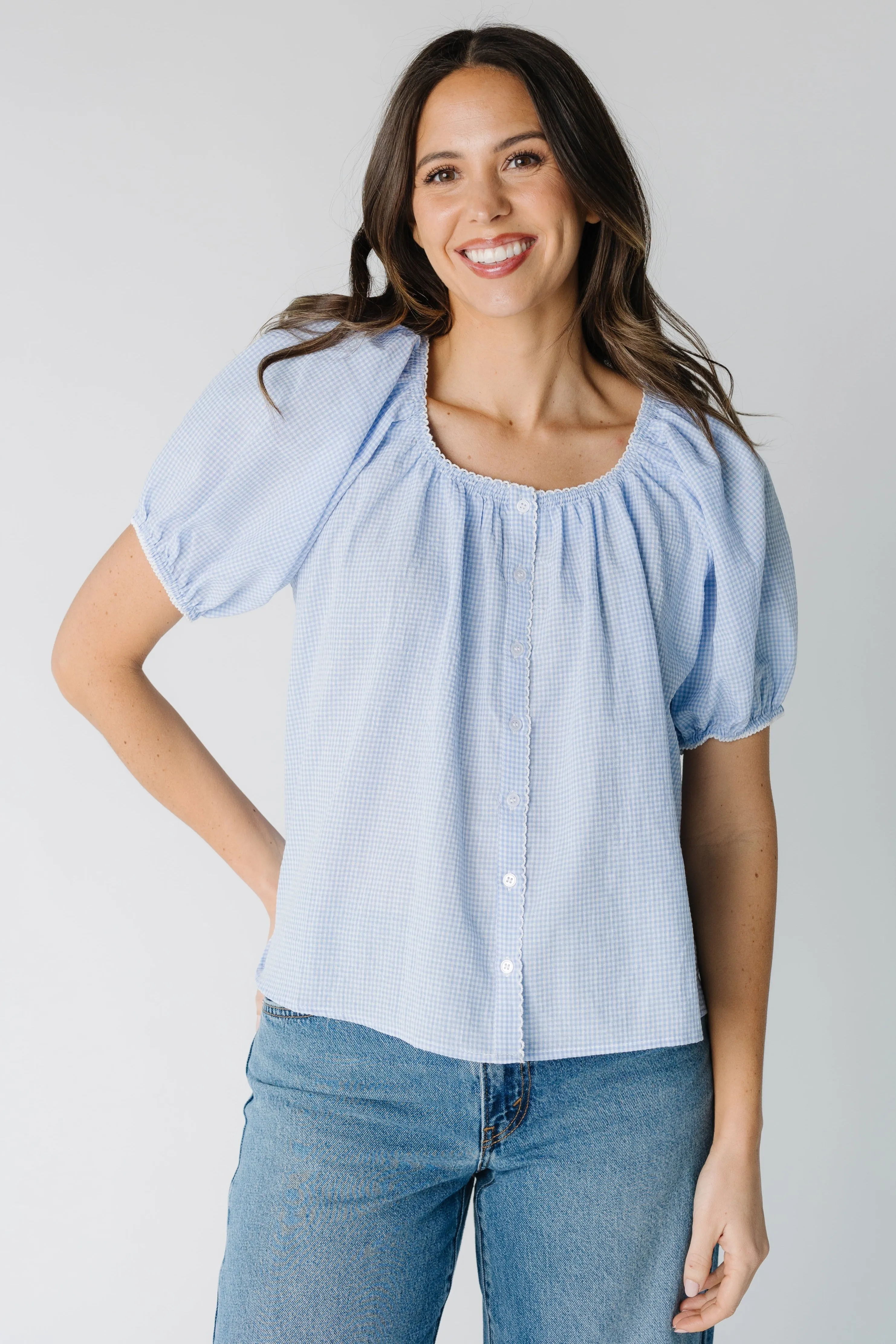 Gestreiftes Gingham-Oberteil