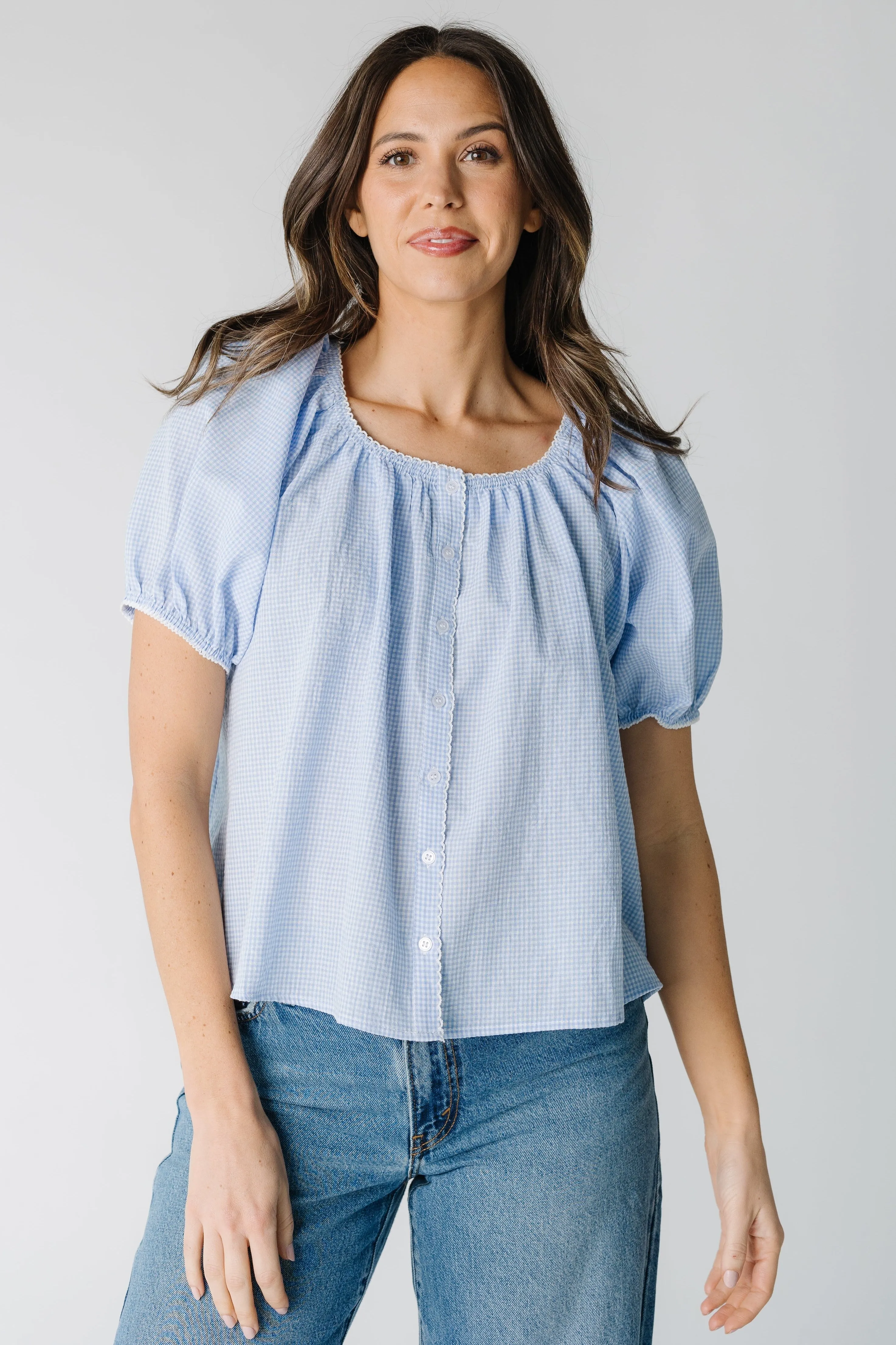 Gestreiftes Gingham-Oberteil