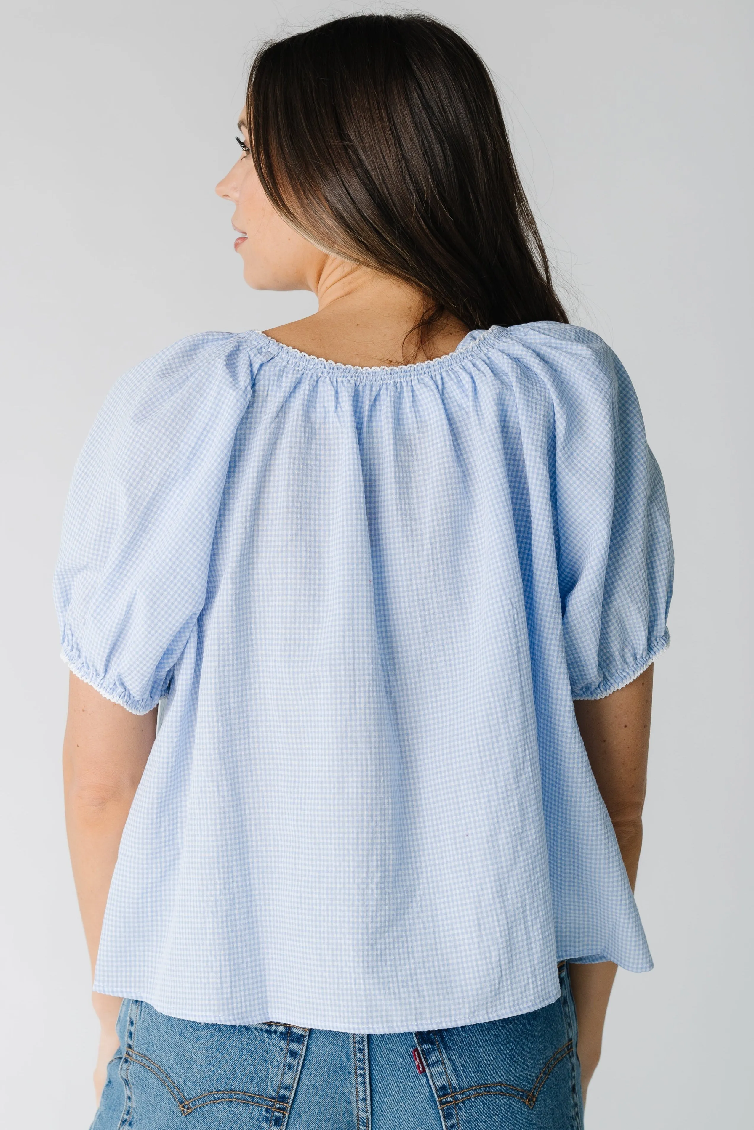 Gestreiftes Gingham-Oberteil