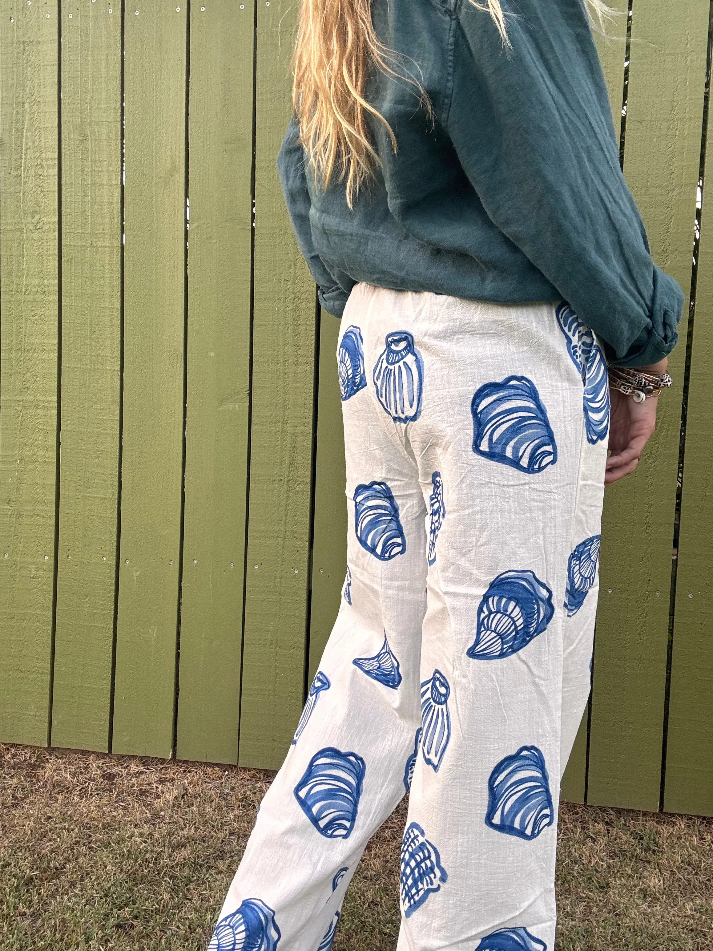 Aquarellfarbene Muschelhosen mit Zugband