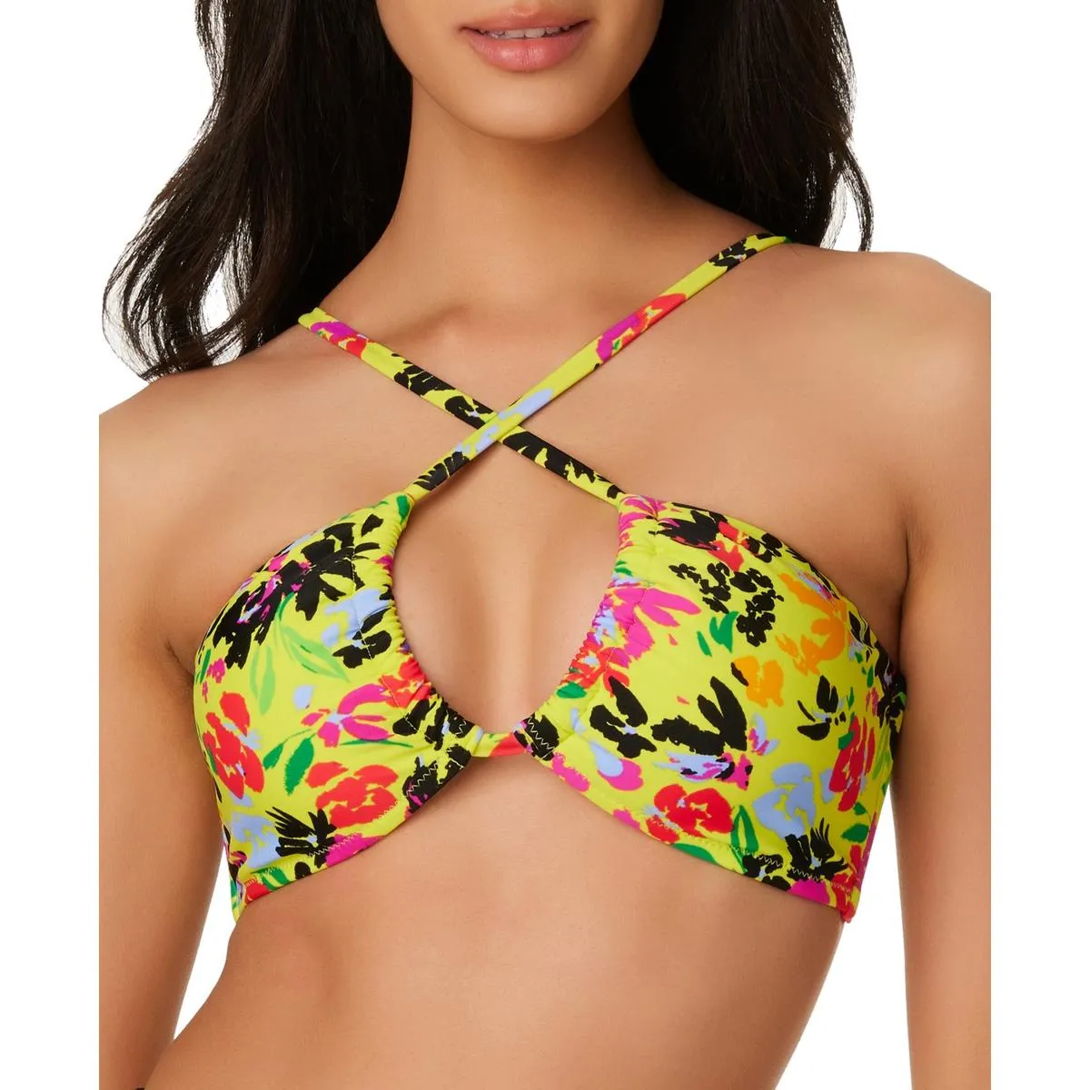 Damen-Bikini-Oberteil mit Blumenmuster und herausnehmbarer Polsterung