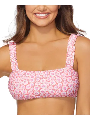 Damen-Bikini-Oberteil mit Blumenmuster und Rüschen