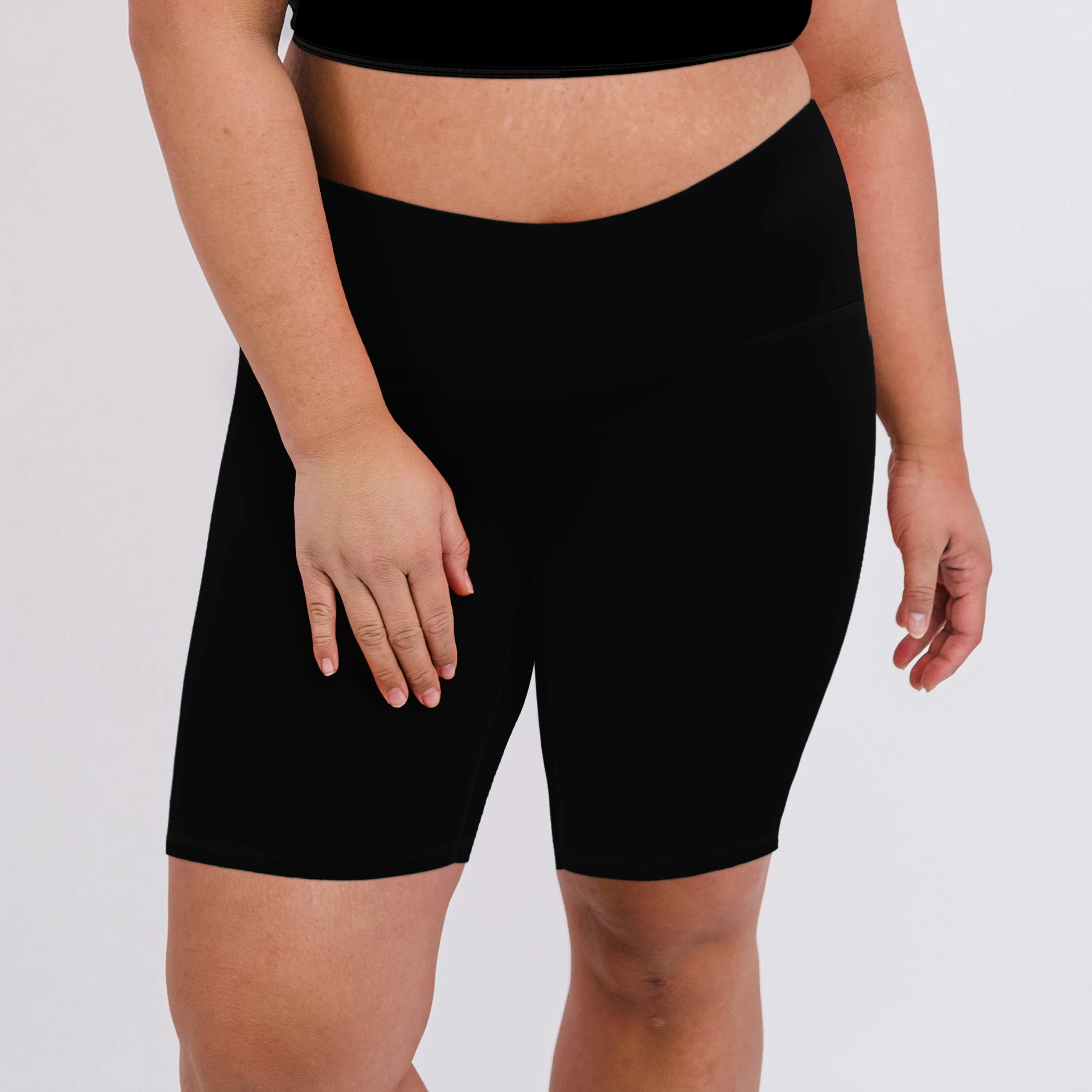 Damen Plus Size Bade-Shorts mit Bauchkontroll-Effekt und längerer Länge