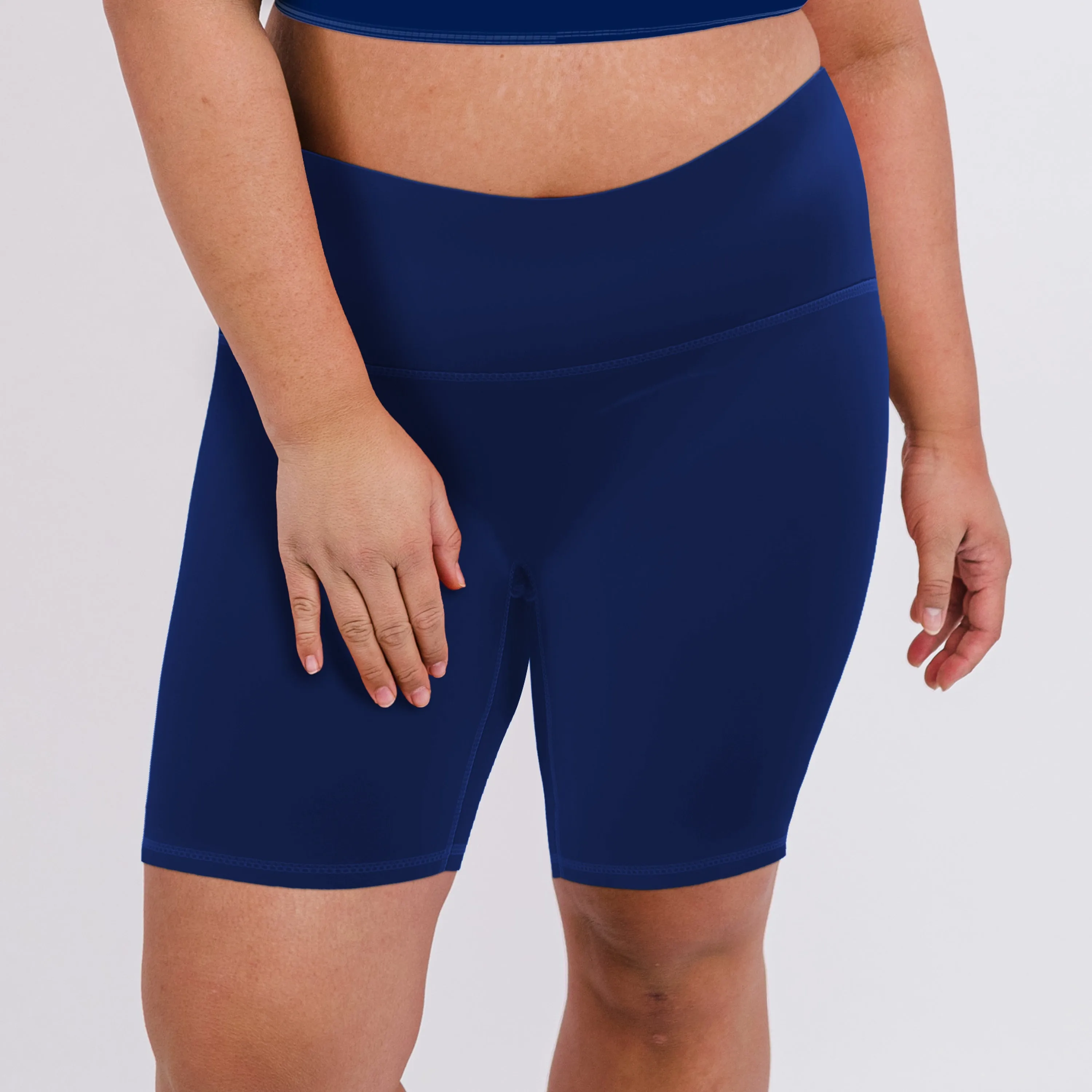 Damen Plus Size Bade-Shorts mit Bauchkontroll-Effekt und längerer Länge