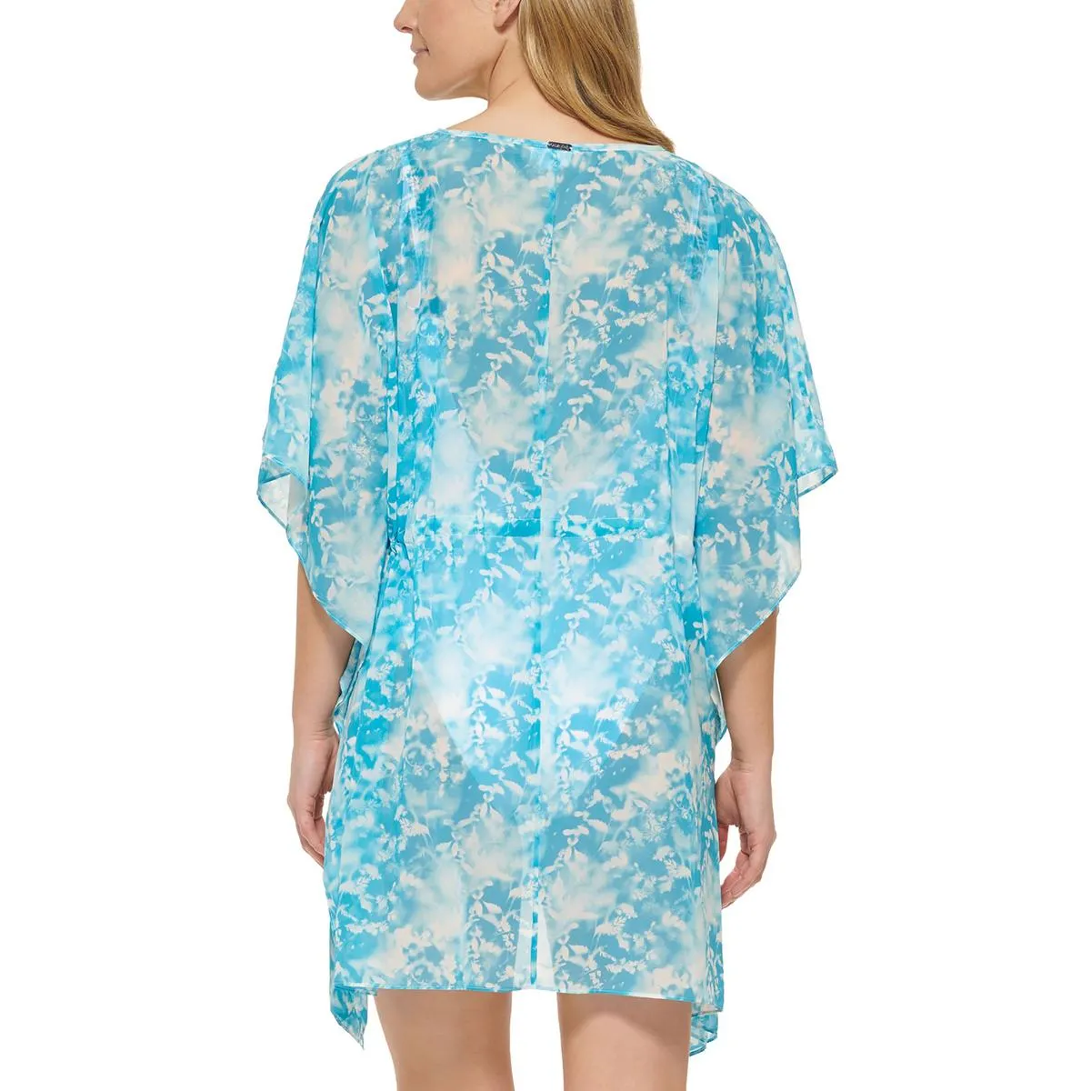 Damen bedrucktes Umhang-Kleid mit Kordelzug