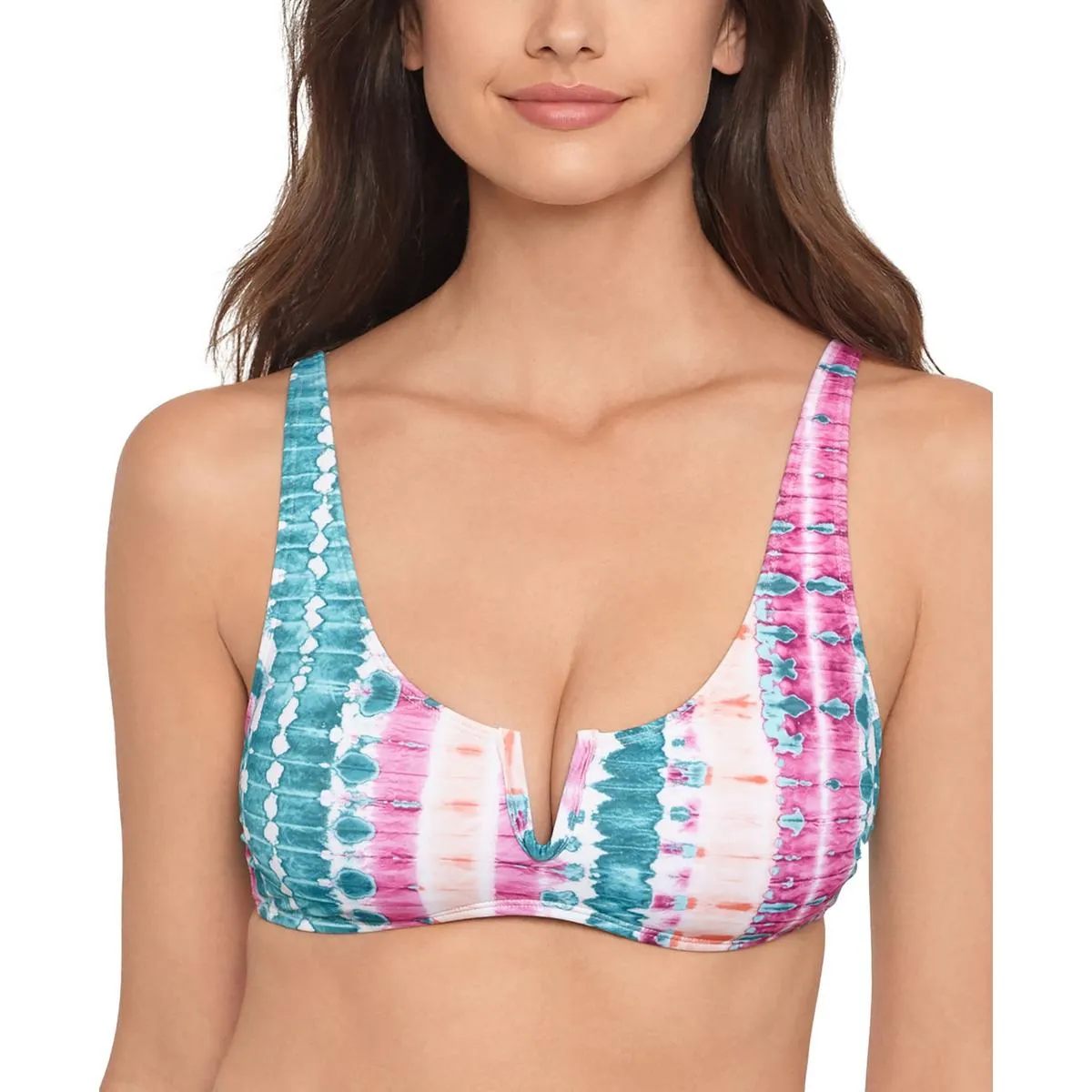 Damen Bikini Oberteil mit V-Draht und Streifen