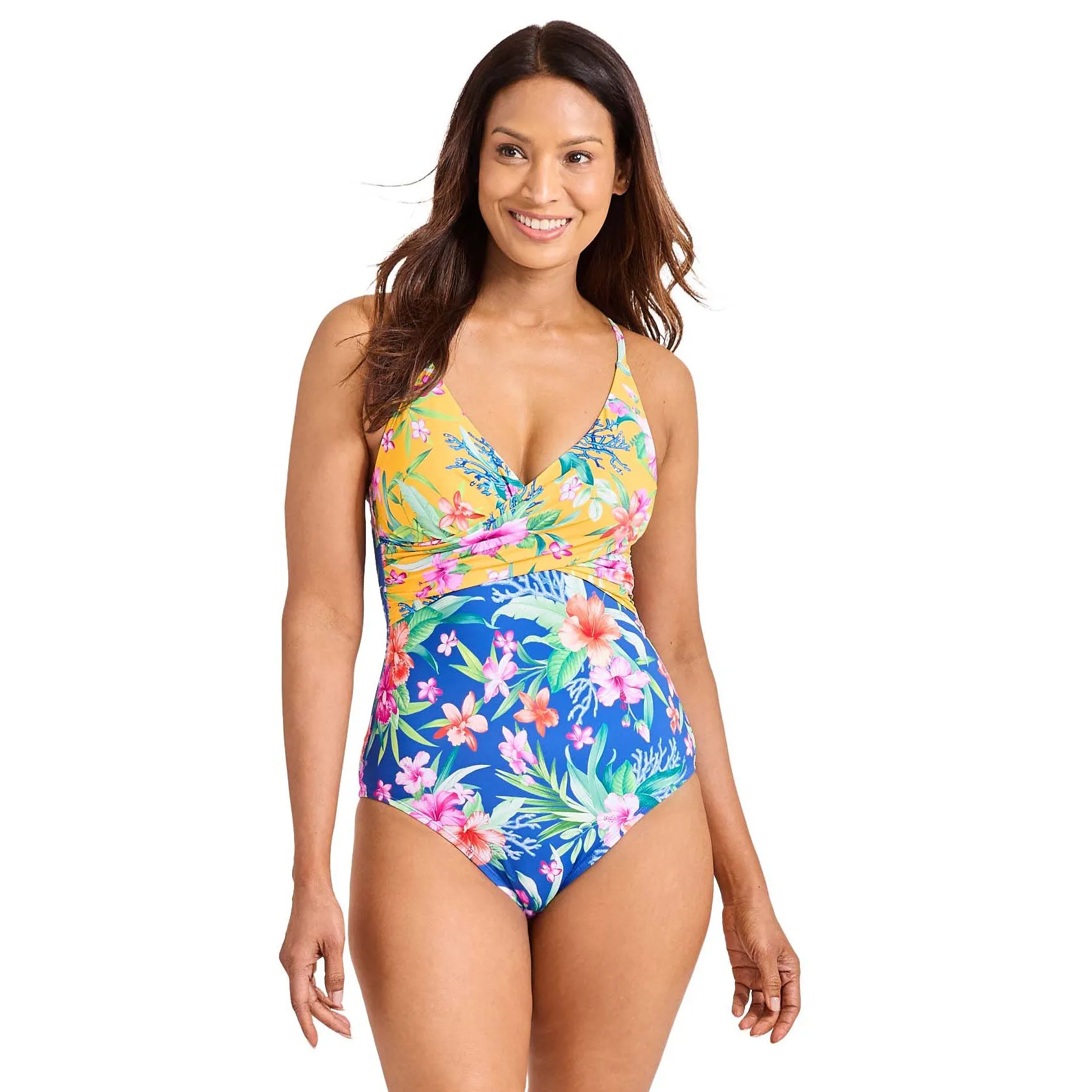 Damen Tommy Bahama Bademode Tommy Bahama Isola Vita Twist Front Einteiler Badeanzug - Palastblau