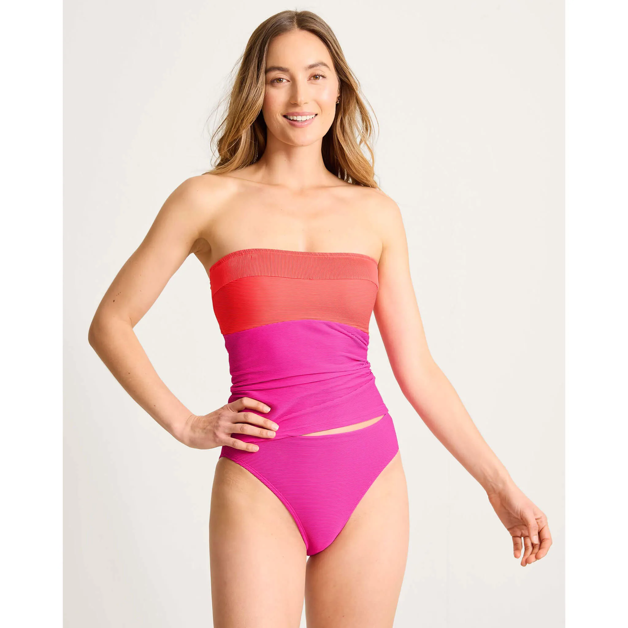 Damen Tommy Bahama Badebekleidung Tommy Bahama Ocean Point Colorblock Bandini Top - Pink Maui *