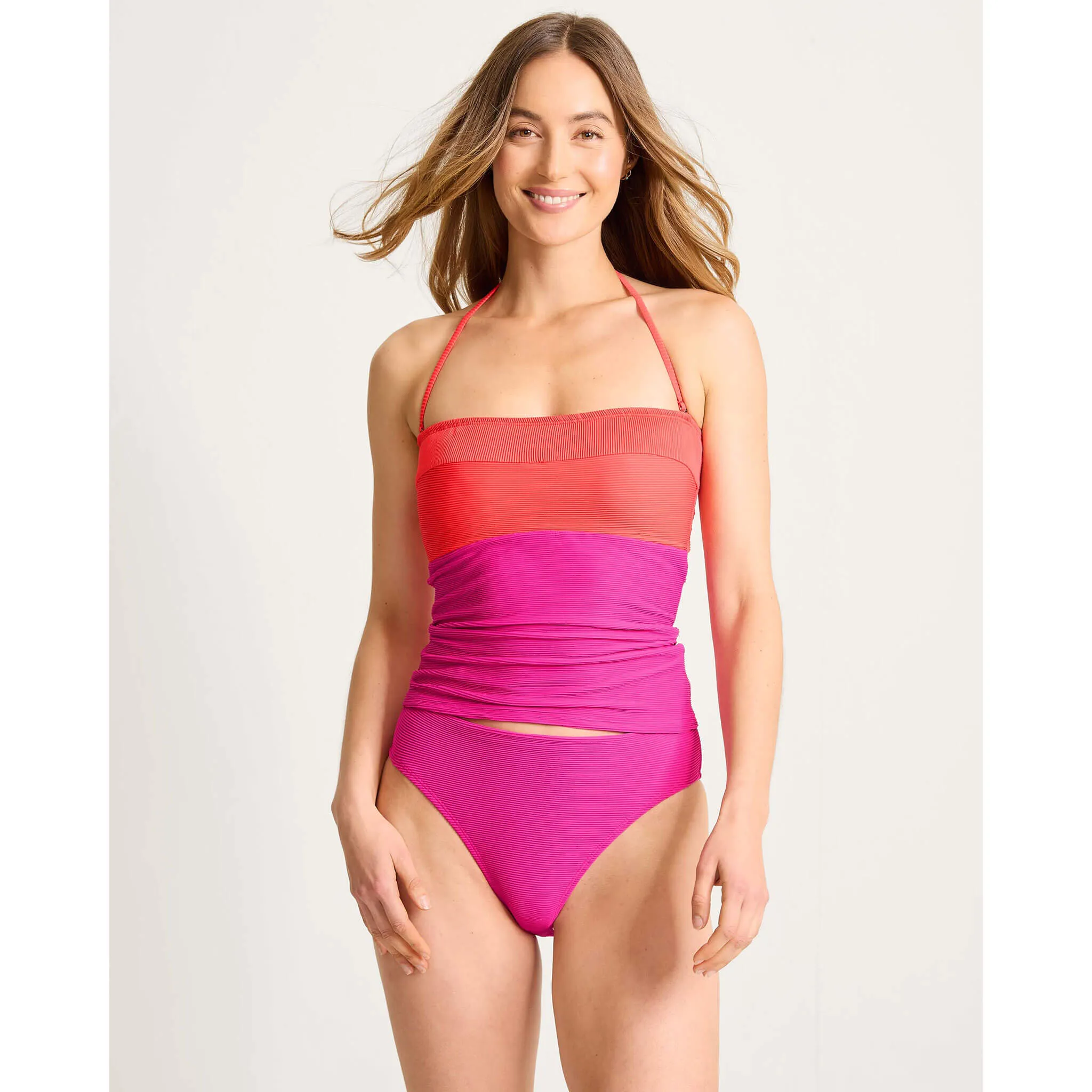Damen Tommy Bahama Badebekleidung Tommy Bahama Ocean Point Colorblock Bandini Top - Pink Maui *