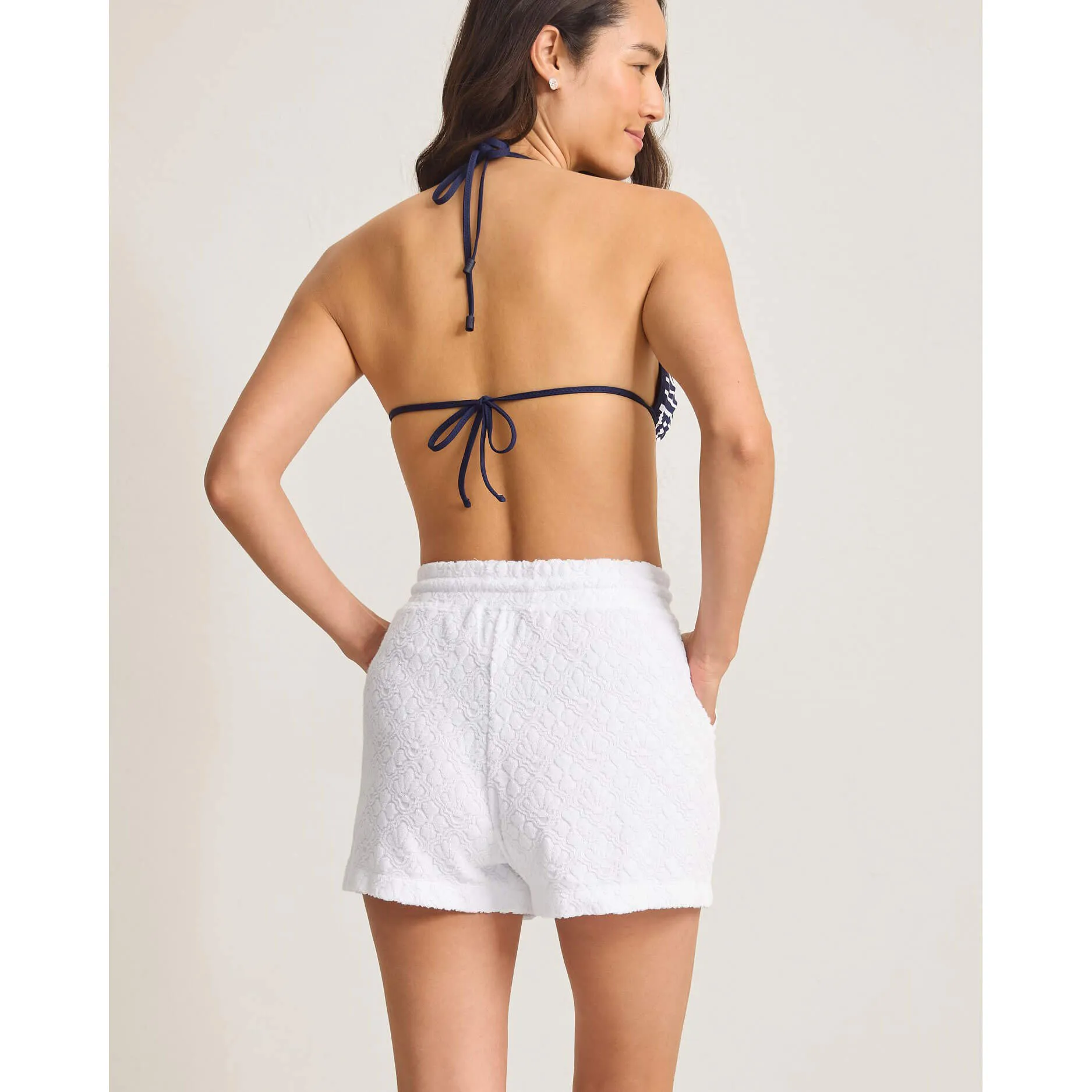 Damen Tommy Bahama Bademode Tommy Bahama Texturierter Spa-Frottee-Kurzumhang - Weiß