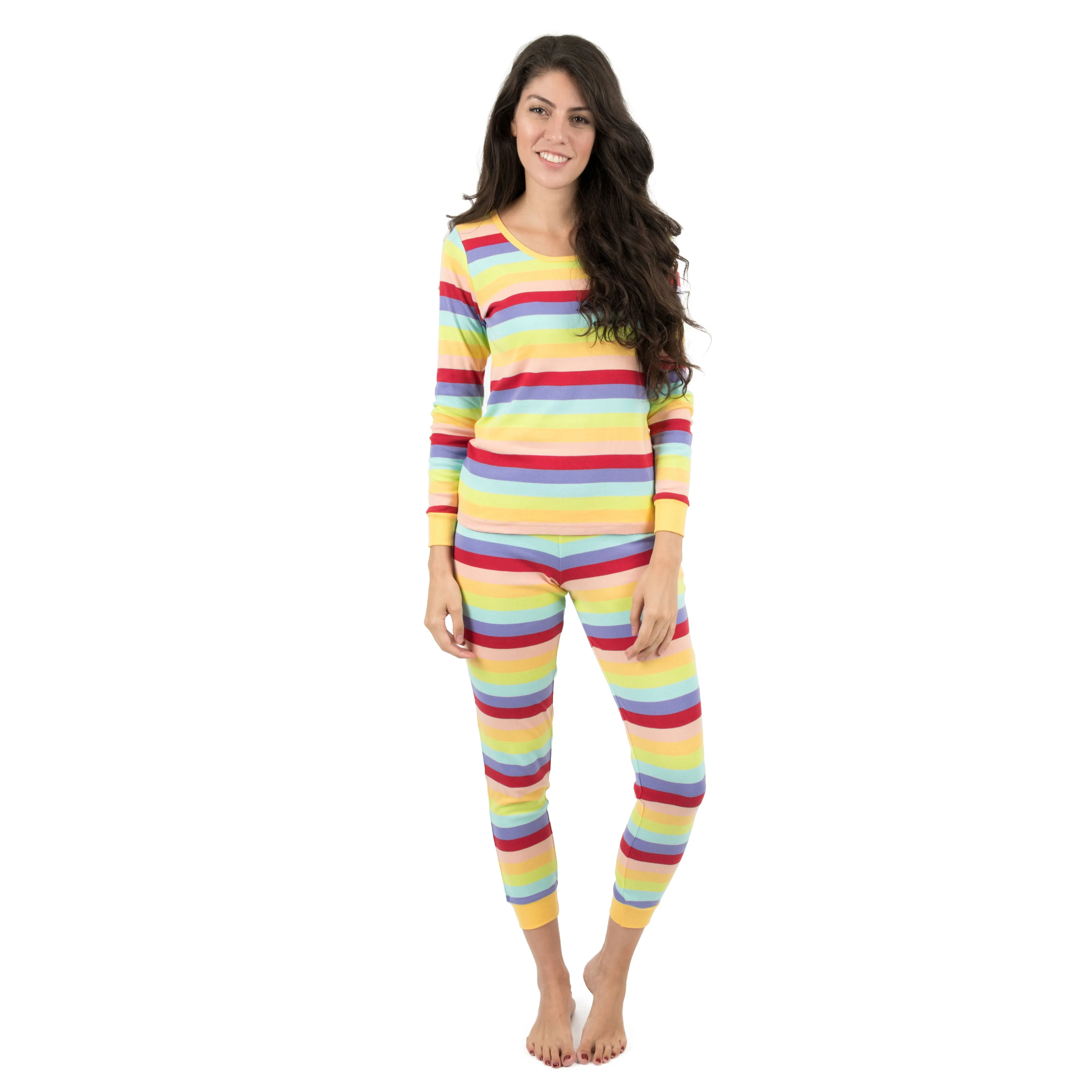 Damen-Zweiteiler Baumwoll-Pyjamas Gestreift