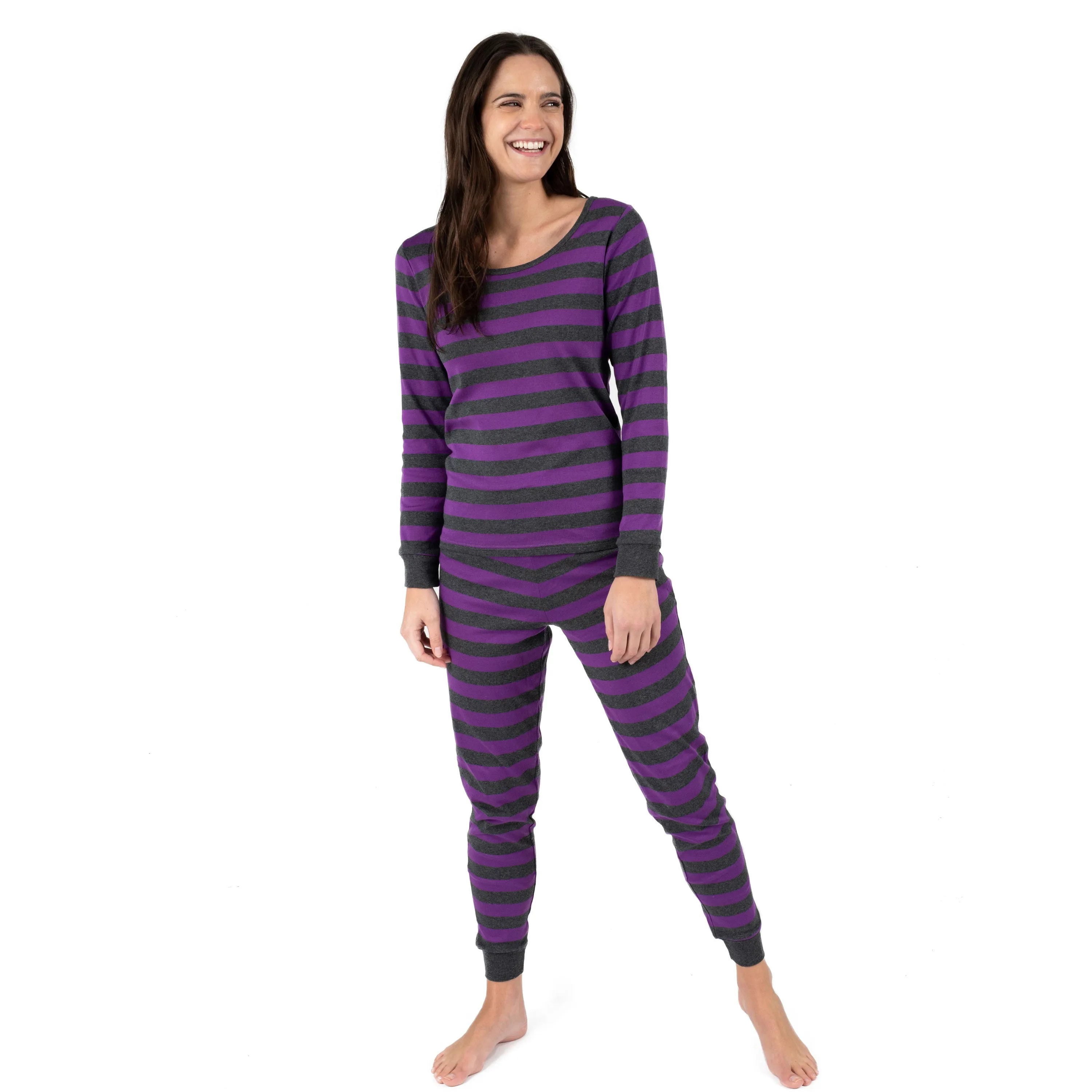 Damen-Zweiteiler Baumwoll-Pyjamas Gestreift