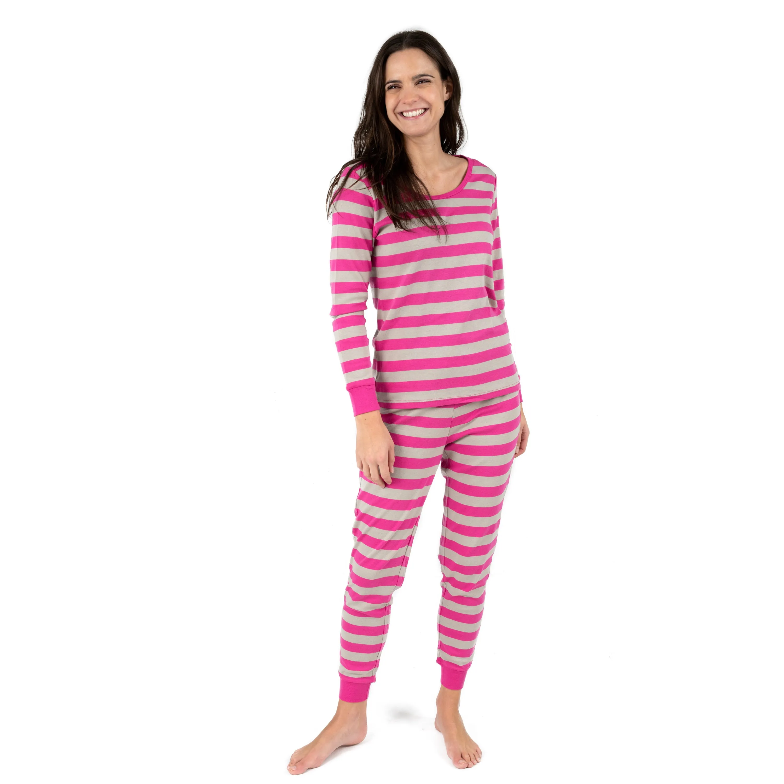 Damen-Zweiteiler Baumwoll-Pyjamas Gestreift