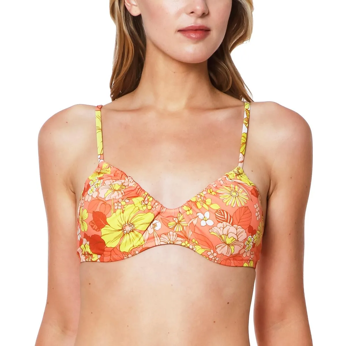 Damen-Bikini-Oberteil mit Bügel und Blumenmuster
