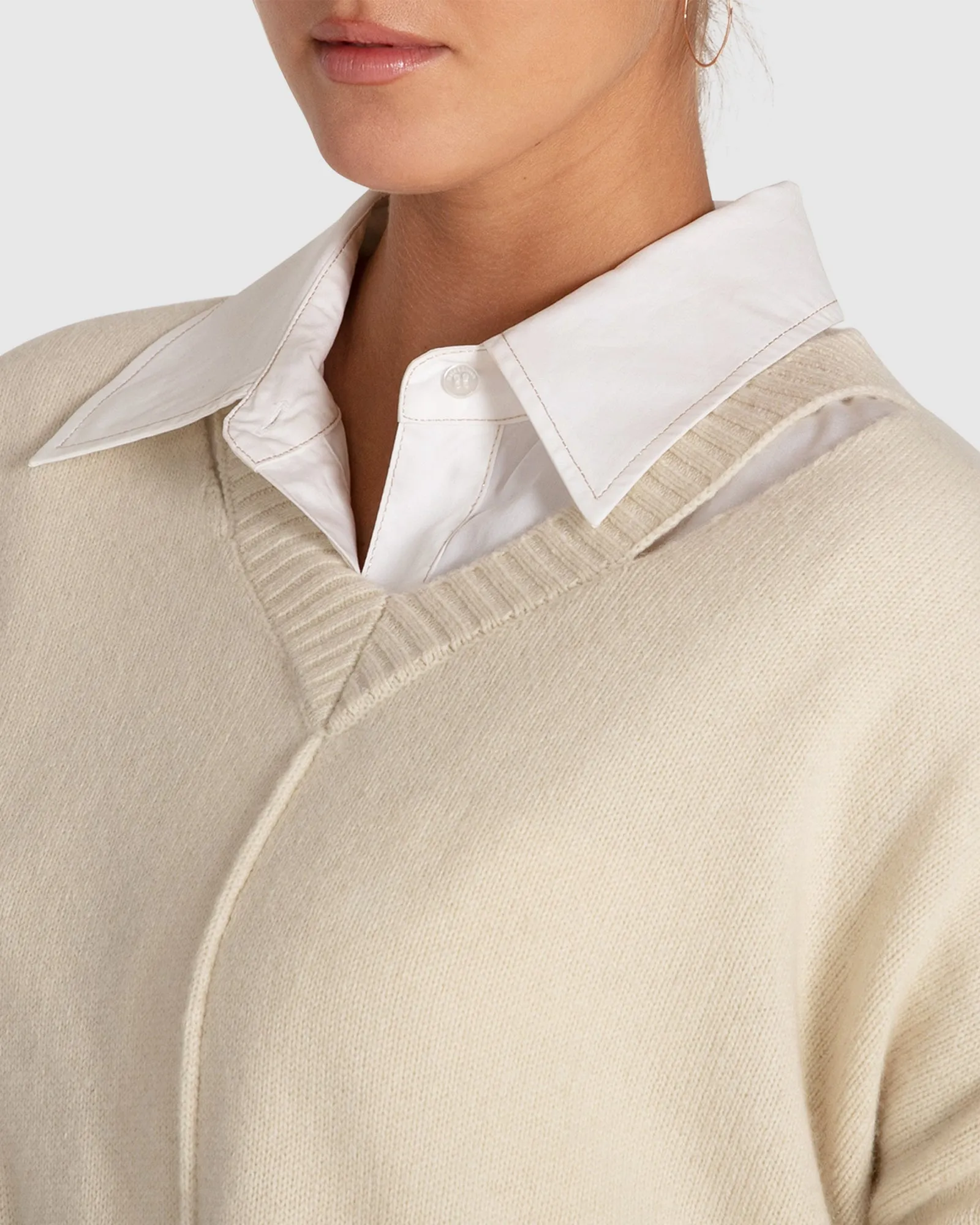 Wonder Of You Kaschmir-Mix Übergroßer Pullover - Creme